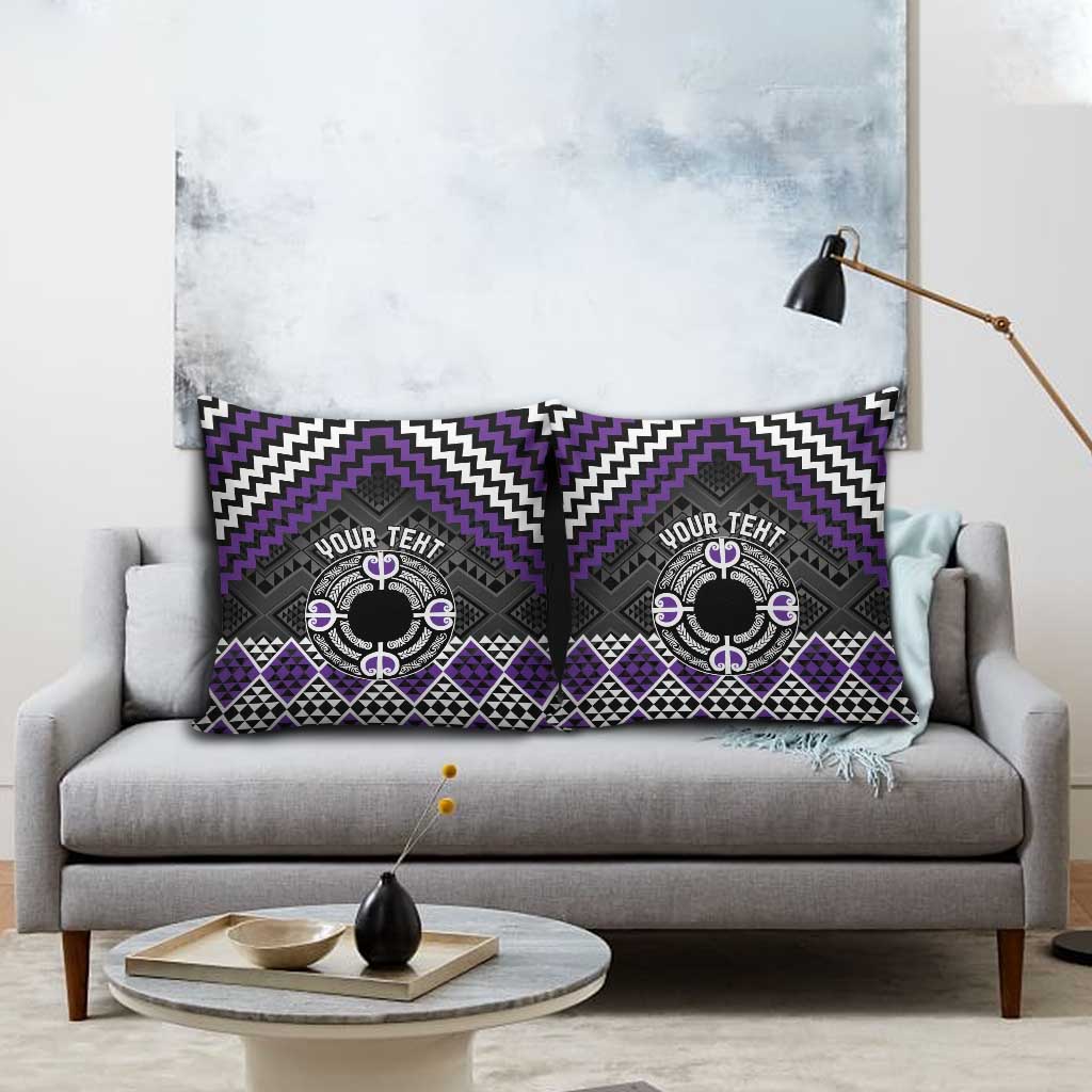 Personalised Aotearoa Niho Taniwha Motif Pillow Cover Violet Style LT9 - Polynesian Pride