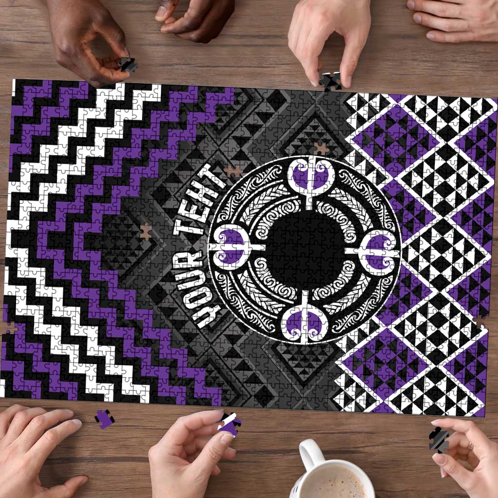 Personalised Aotearoa Niho Taniwha Motif Puzzle Violet Style LT9 - Polynesian Pride
