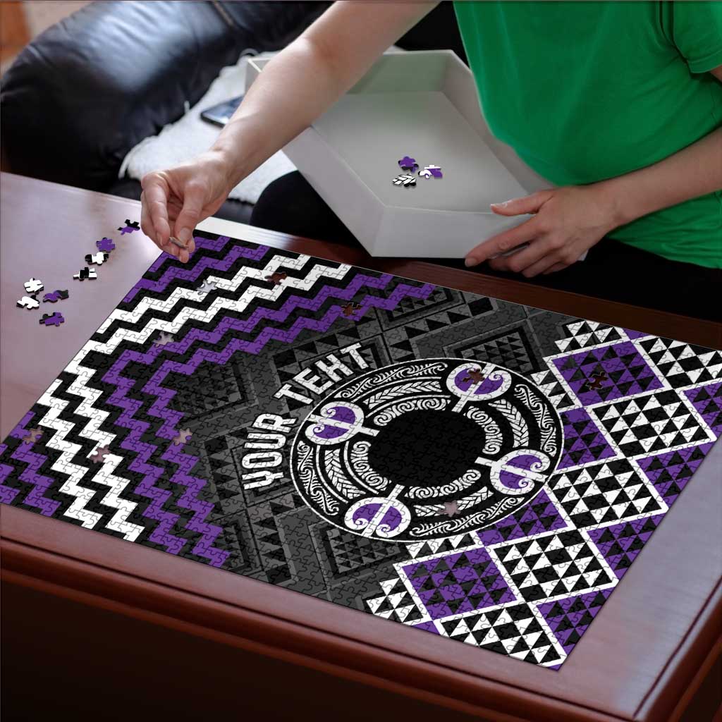 Personalised Aotearoa Niho Taniwha Motif Puzzle Violet Style LT9 - Polynesian Pride