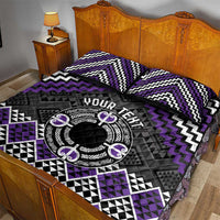 Personalised Aotearoa Niho Taniwha Motif Quilt Bed Set Violet Style LT9 - Polynesian Pride