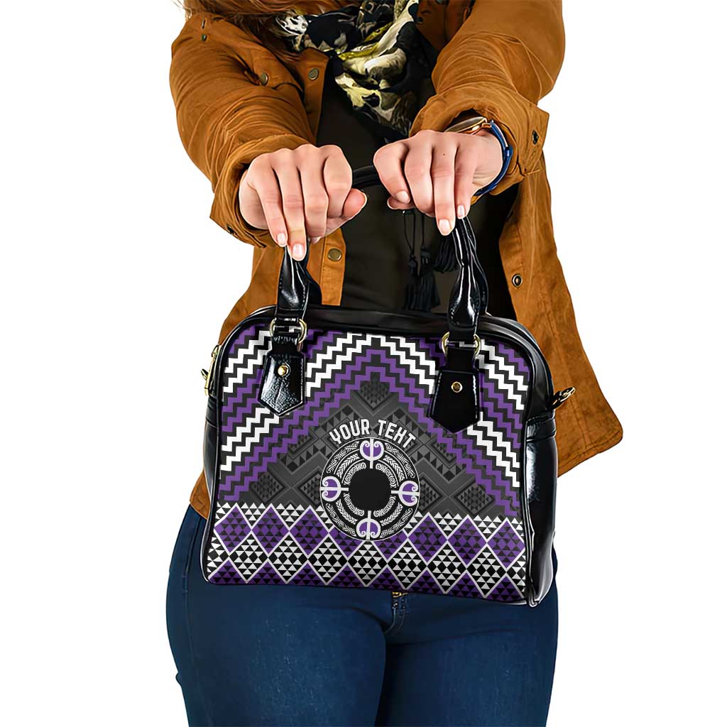 Personalised Aotearoa Niho Taniwha Motif Shoulder Handbag Violet Style LT9 One Size Violet - Polynesian Pride