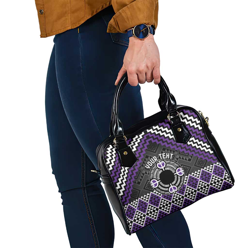 Personalised Aotearoa Niho Taniwha Motif Shoulder Handbag Violet Style LT9 - Polynesian Pride