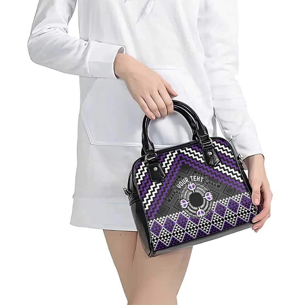 Personalised Aotearoa Niho Taniwha Motif Shoulder Handbag Violet Style LT9 - Polynesian Pride
