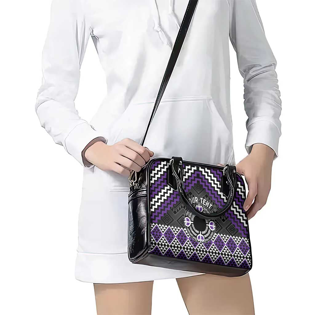Personalised Aotearoa Niho Taniwha Motif Shoulder Handbag Violet Style LT9 - Polynesian Pride