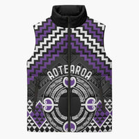 Personalised Aotearoa Niho Taniwha Motif Sleeveless Puffer Jacket Violet Style LT9 Unisex Violet - Polynesian Pride