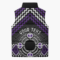Personalised Aotearoa Niho Taniwha Motif Sleeveless Puffer Jacket Violet Style LT9 - Polynesian Pride
