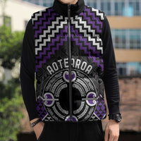 Personalised Aotearoa Niho Taniwha Motif Sleeveless Puffer Jacket Violet Style LT9 - Polynesian Pride