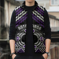 Personalised Aotearoa Niho Taniwha Motif Sleeveless Puffer Jacket Violet Style LT9 - Polynesian Pride