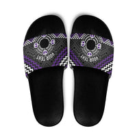 Personalised Aotearoa Niho Taniwha Motif Slide Sandals Violet Style LT9 Violet - Polynesian Pride