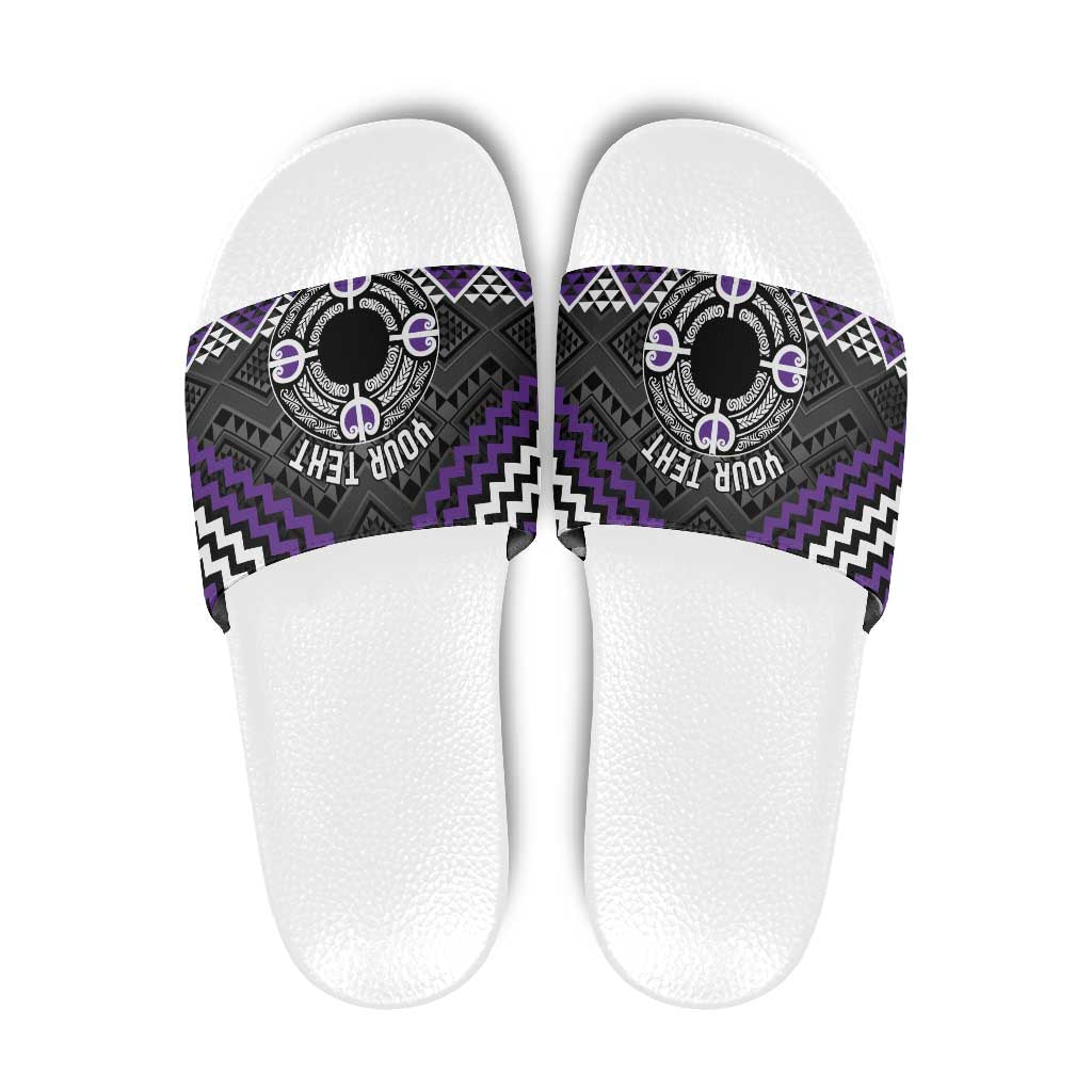 Personalised Aotearoa Niho Taniwha Motif Slide Sandals Violet Style LT9 Violet - Polynesian Pride