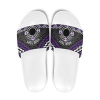 Personalised Aotearoa Niho Taniwha Motif Slide Sandals Violet Style LT9 Violet - Polynesian Pride