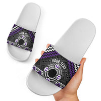 Personalised Aotearoa Niho Taniwha Motif Slide Sandals Violet Style LT9 - Polynesian Pride