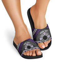 Personalised Aotearoa Niho Taniwha Motif Slide Sandals Violet Style LT9 - Polynesian Pride