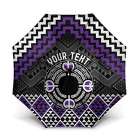 Personalised Aotearoa Niho Taniwha Motif Umbrella Violet Style LT9 One Size Folded 11.42 inch Opened Diameter 37.4 inch Violet - Polynesian Pride