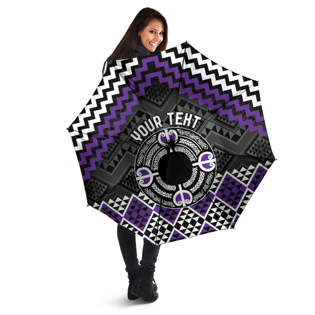 Personalised Aotearoa Niho Taniwha Motif Umbrella Violet Style LT9 - Polynesian Pride