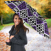 Personalised Aotearoa Niho Taniwha Motif Umbrella Violet Style LT9 - Polynesian Pride