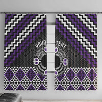 Personalised Aotearoa Niho Taniwha Motif Window Curtain Violet Style LT9 With Hooks Violet - Polynesian Pride