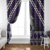 Personalised Aotearoa Niho Taniwha Motif Window Curtain Violet Style LT9 - Polynesian Pride