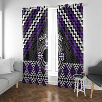 Personalised Aotearoa Niho Taniwha Motif Window Curtain Violet Style LT9 With Grommets Violet - Polynesian Pride