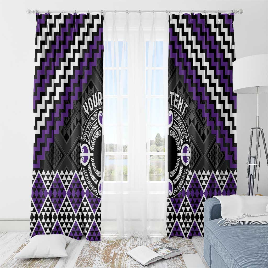 Personalised Aotearoa Niho Taniwha Motif Window Curtain Violet Style LT9 - Polynesian Pride