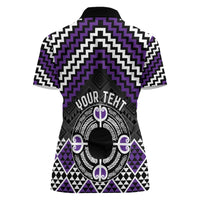 Personalised Aotearoa Niho Taniwha Motif Women Polo Shirt Violet Style LT9 - Polynesian Pride
