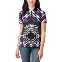 Personalised Aotearoa Niho Taniwha Motif Women Polo Shirt Violet Style LT9 - Polynesian Pride