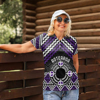 Personalised Aotearoa Niho Taniwha Motif Women Polo Shirt Violet Style LT9 - Polynesian Pride