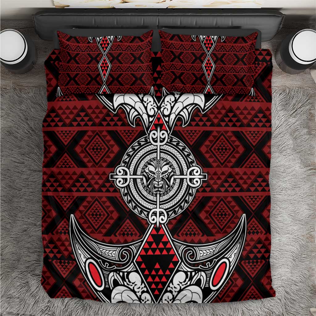 Red Aotearoa Taniko Motif Bedding Set Vintage Maori New Zealand Tribal Art Pattern LT9 Red - Polynesian Pride