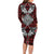 Red Aotearoa Tanilo Motif Family Matching Long Sleeve Bodycon Dress and Hawaiian Shirt Vintage Maori New Zealand Tribal Art Pattern