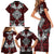 Red Aotearoa Tanilo Motif Family Matching Short Sleeve Bodycon Dress and Hawaiian Shirt Vintage Maori New Zealand Tribal Art Pattern