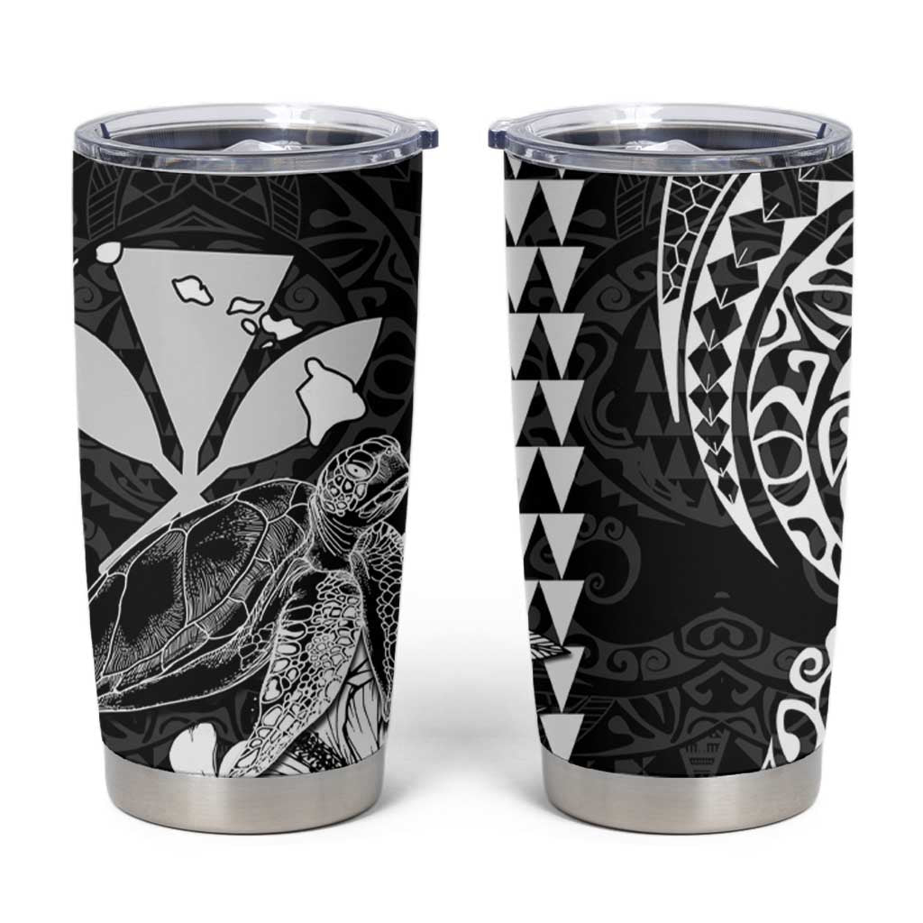 Kakau Polynesian Tribal Hawaiian Turtle Tumbler Cup with Kanaka Maoli Black LT9 Black - Polynesian Pride