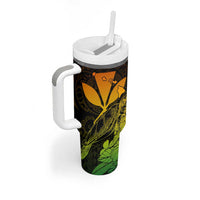 Kakau Polynesian Tribal Hawaiian Turtle Tumbler With Handle with Kanaka Maoli Reggae LT9 - Polynesian Pride