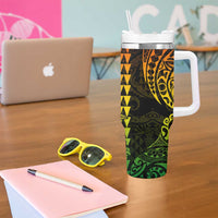 Kakau Polynesian Tribal Hawaiian Turtle Tumbler With Handle with Kanaka Maoli Reggae LT9 - Polynesian Pride