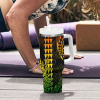 Kakau Polynesian Tribal Hawaiian Turtle Tumbler With Handle with Kanaka Maoli Reggae LT9 - Polynesian Pride