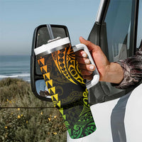 Kakau Polynesian Tribal Hawaiian Turtle Tumbler With Handle with Kanaka Maoli Reggae LT9 - Polynesian Pride