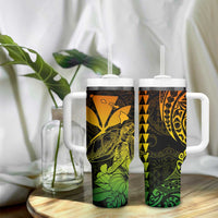 Kakau Polynesian Tribal Hawaiian Turtle Tumbler With Handle with Kanaka Maoli Reggae LT9 - Polynesian Pride