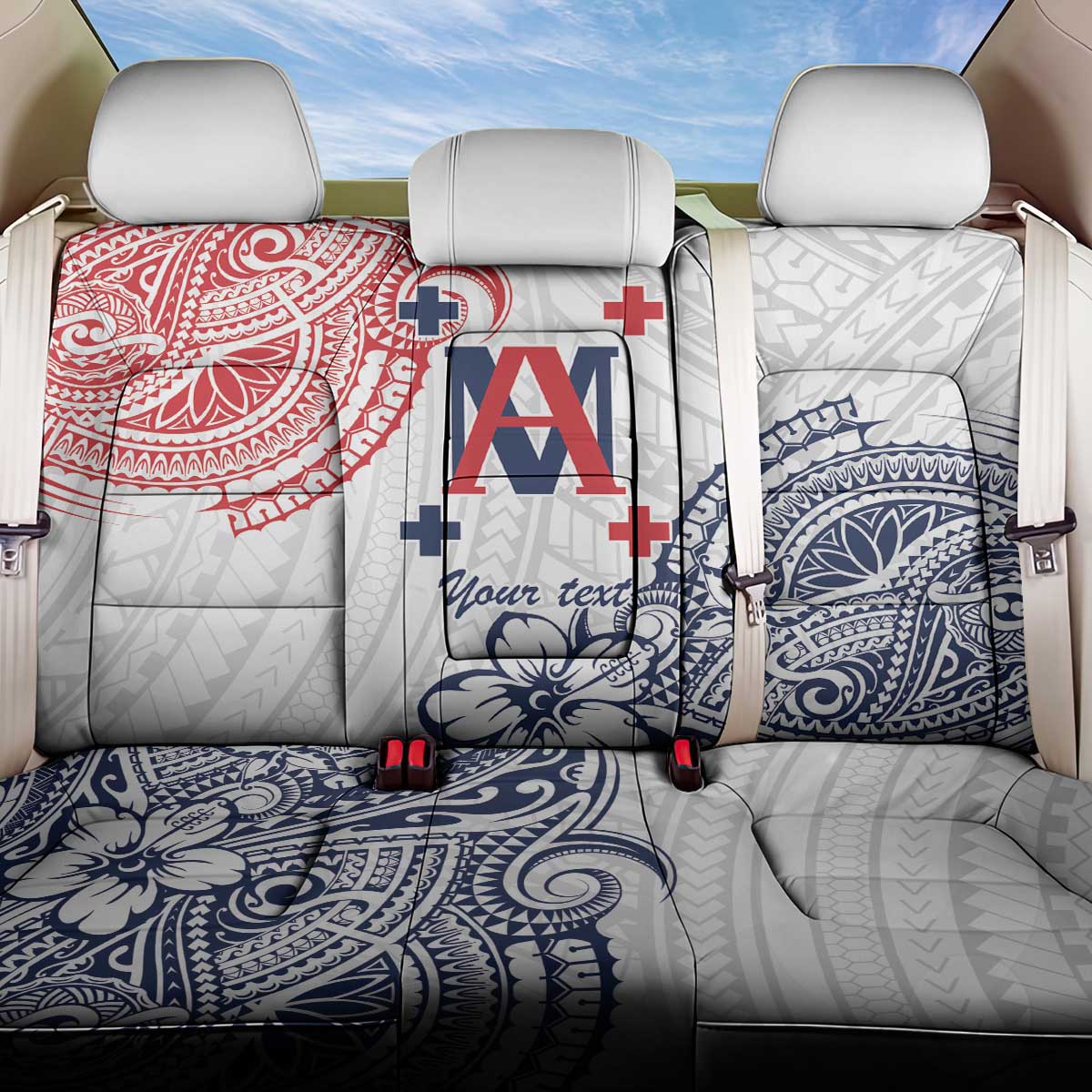 Kingdom of Uvea 1842-1860 Personalized Back Car Seat Cover Wallis and Futuna Polynesian Tribal Pattern LT9 One Size White - Polynesian Pride