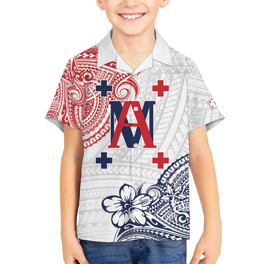 Kingdom of Uvea 1842-1860 Personalized Kid Hawaiian Shirt Wallis and Futuna Polynesian Tribal Pattern LT9 Kid White - Polynesian Pride