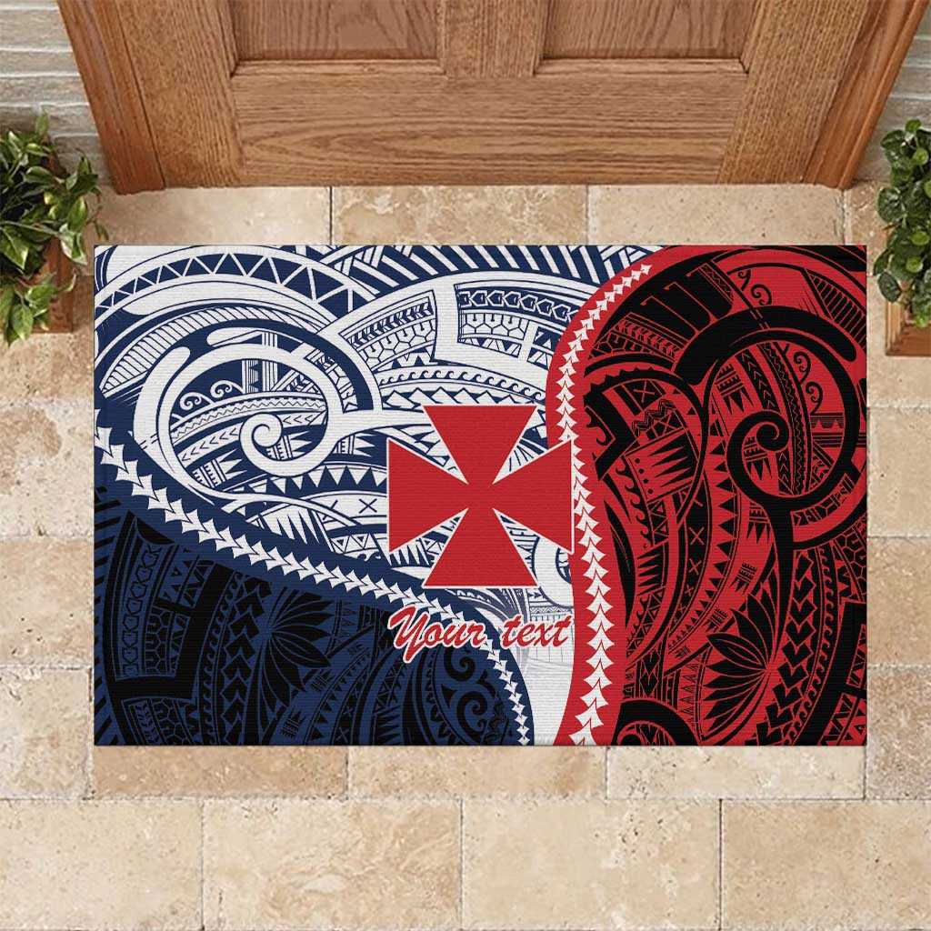 Kingdom of Uvea 1860-1886 Personalized Rubber Doormat Wallis and Futuna Polynesian Tribal Pattern LT9 Red - Polynesian Pride