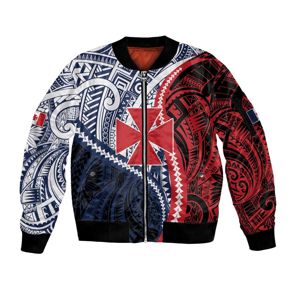 Kingdom of Uvea 1860-1886 Personalized Sleeve Zip Bomber Jacket Wallis and Futuna Polynesian Tribal Pattern LT9 Unisex Red - Polynesian Pride