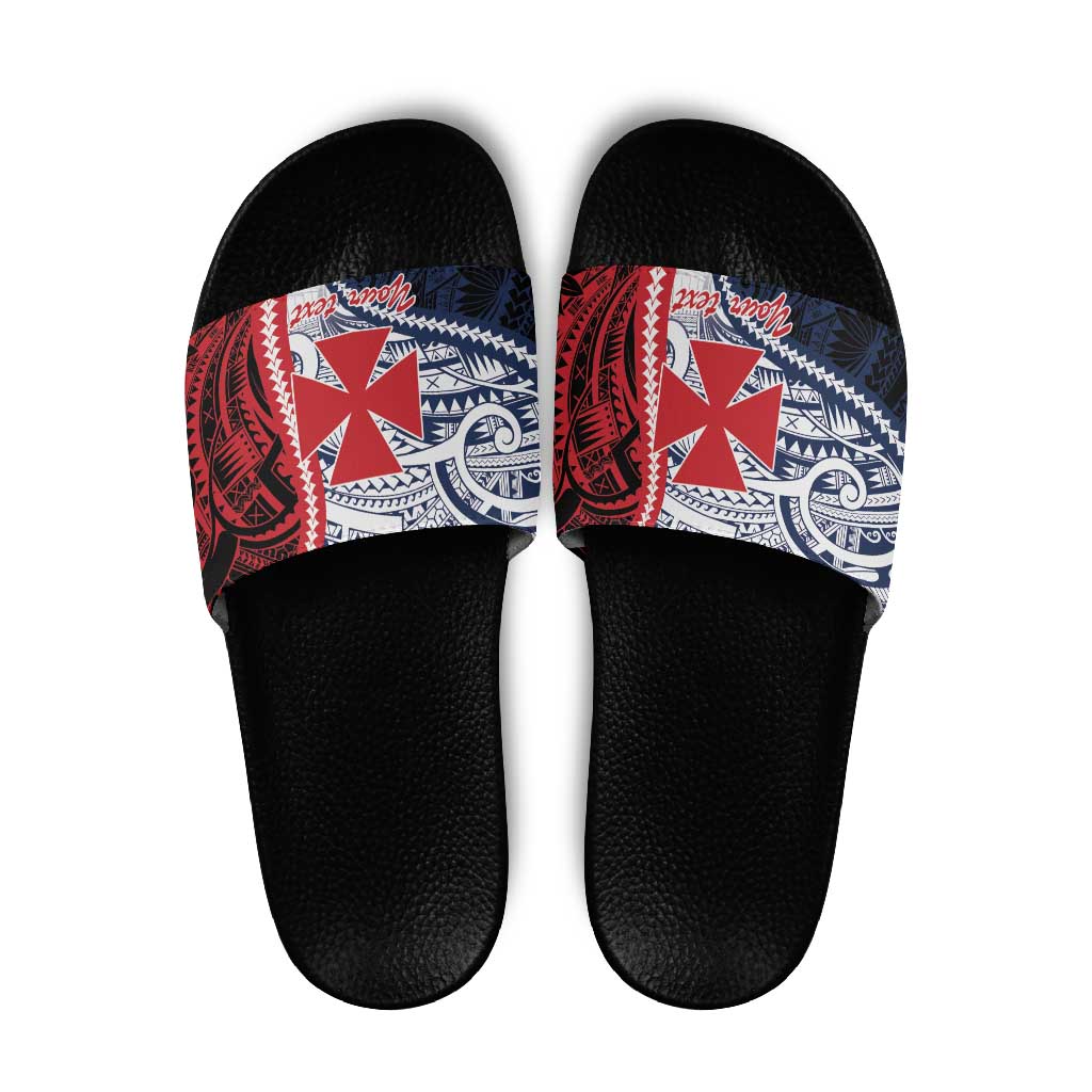 Kingdom of Uvea 1860-1886 Personalized Slide Sandals Wallis and Futuna Polynesian Tribal Pattern LT9 Red - Polynesian Pride