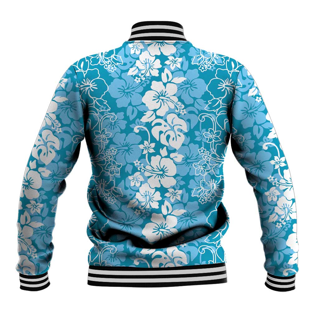 Hawaiian Lei Day Baseball Jacket Blue Hibiscus Flowers Lei Art LT9 - Polynesian Pride