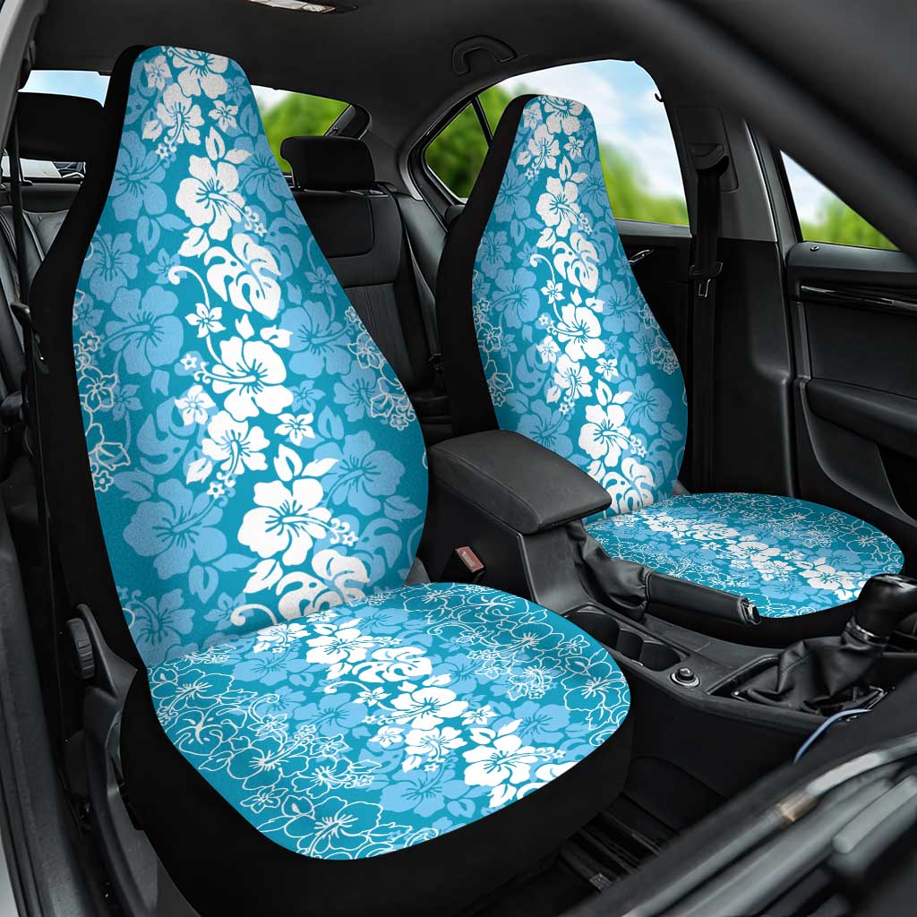 Hawaiian Lei Day Car Seat Cover Blue Hibiscus Flowers Lei Art LT9 One Size Blue - Polynesian Pride