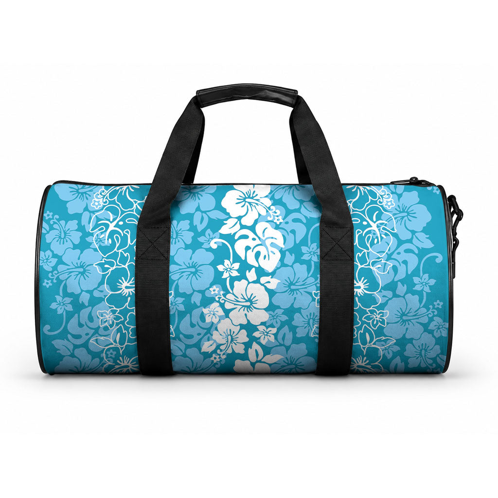 Hawaiian Lei Day Duffle Bag Blue Hibiscus Flowers Lei Art LT9 One size Blue - Polynesian Pride