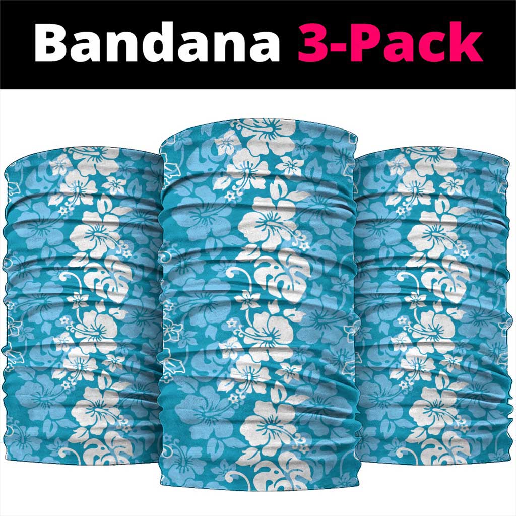 Hawaiian Lei Day Neck Gaiter Blue Hibiscus Flowers Lei Art LT9 package One Size: 25*50cm Blue - Polynesian Pride