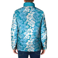 Hawaiian Lei Day Padded Jacket Blue Hibiscus Flowers Lei Art LT9 - Polynesian Pride