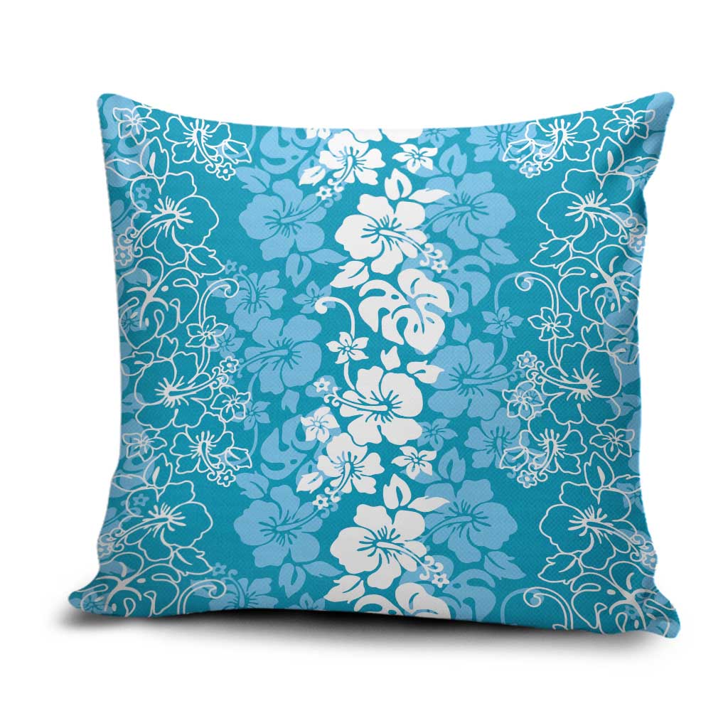 Hawaiian Lei Day Pillow Cover Blue Hibiscus Flowers Lei Art LT9 Blue - Polynesian Pride