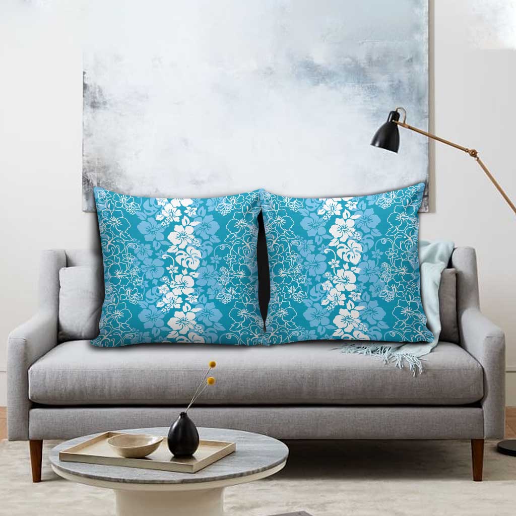 Hawaiian Lei Day Pillow Cover Blue Hibiscus Flowers Lei Art LT9 - Polynesian Pride