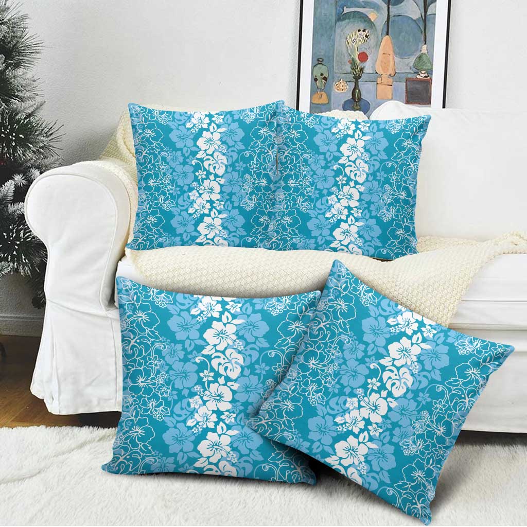 Hawaiian Lei Day Pillow Cover Blue Hibiscus Flowers Lei Art LT9 - Polynesian Pride