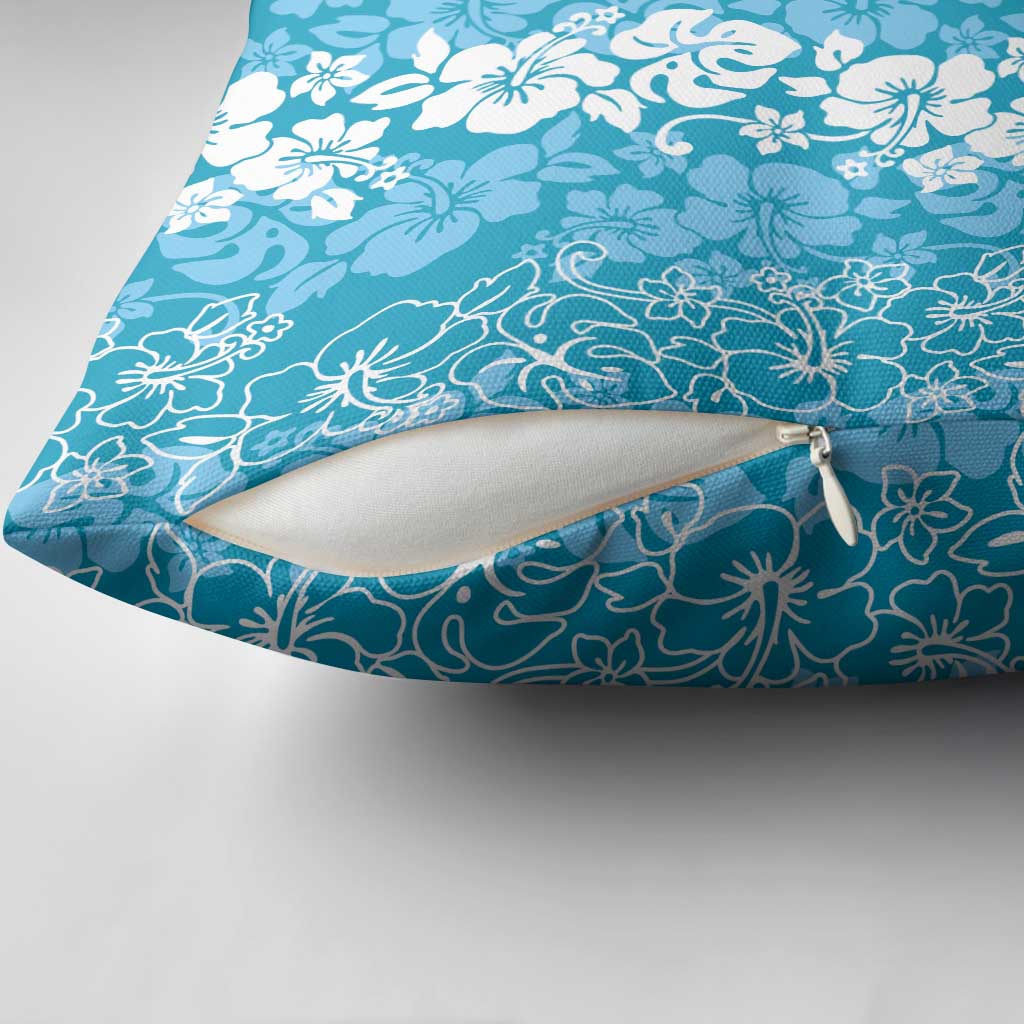 Hawaiian Lei Day Pillow Cover Blue Hibiscus Flowers Lei Art LT9 - Polynesian Pride